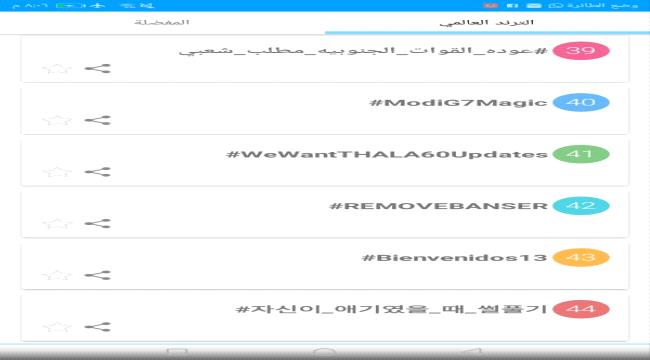 هاشتاج #عوده_القوات_الجنوبيه_مطلب_شعبي بلغ مراتب الترند العالمي  