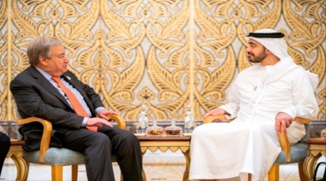 عبد الله بن زايد يبحث مع الأمين العام للأمم المتحدة الأوضاع في #اليـمن