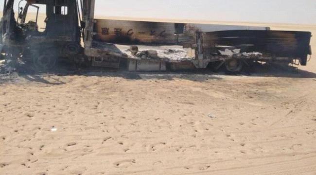 قبائل مأرب تحرق شحنة اسلحة للاصلاح متجهة نحو شبوة