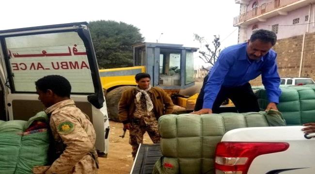 انتقالي الضالع يدعم القوات الجنوبية بالجبهات شحنة من البطانيات