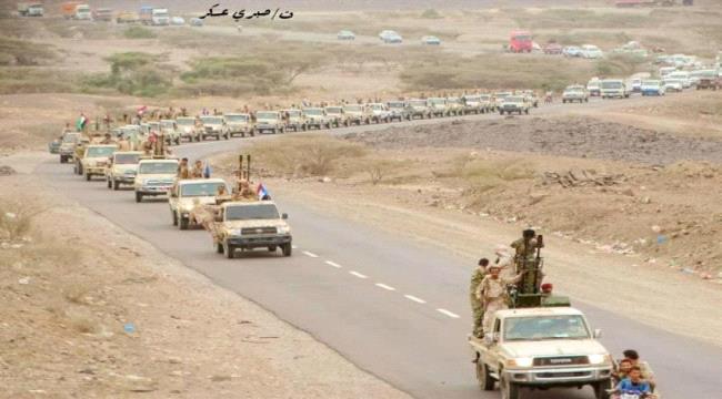 اللواء الخامس دعم يدفع بتعزيزات عسكرية كبيرة صوب عدن وأبين